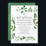 Convite Floresta Florestal Verde Bat Mitzvah<br><div class="desc">Jasmine,  ivy e samambaias,  convite de morcego silvestre selvagem mitzvah com tipografia escrita desenhada para ser rápida e facilmente personalizada de acordo com suas especificidades de evento.</div>