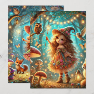 Convite Floresta Mágica de Bruxa Branca Imprimível