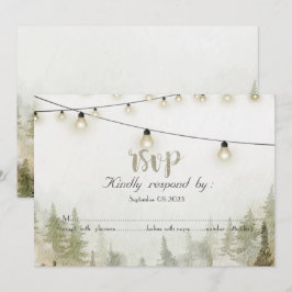 Convite Floresta,Mata,Pinos,Luzes RSVP