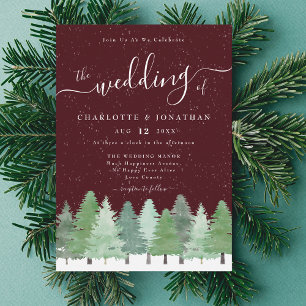 Convite Floresta Moderna de Woodland Borgonha Casamento de