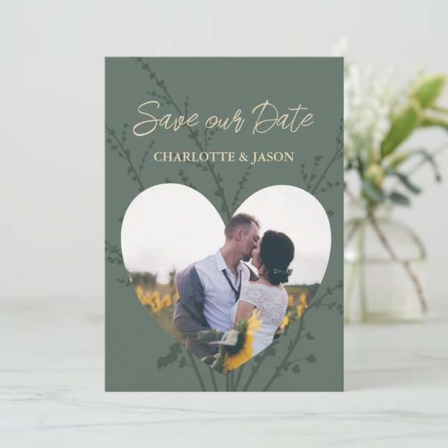 Convite Floresta Moderno Foto Quadro Salvar Data      (Em pé/Frente)