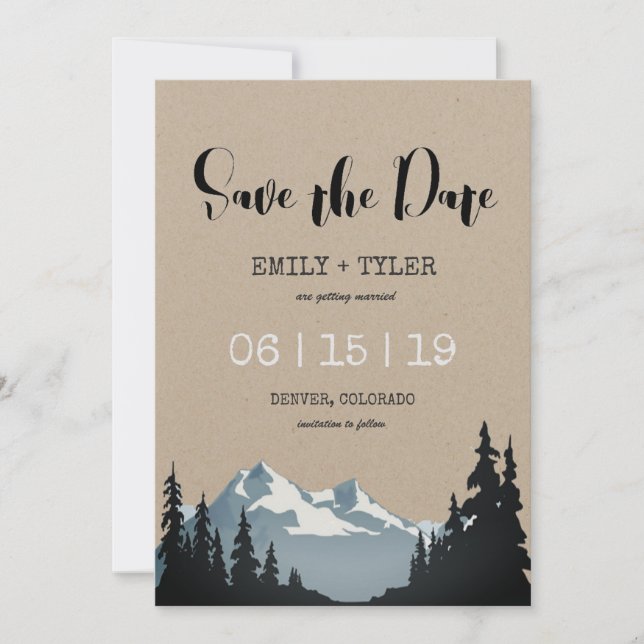 Convite Floresta Montanhosa Casamento Save The Date (Frente)