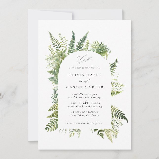 Convite Floresta Montanhosa de Samambaia 2 Casamento Elega (Frente)