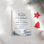 Convite Floresta Pinheira Árvores Winter Onederland Aniver<br><div class="desc">Celebre o primeiro aniversário do seu filho com o nosso encantador Convite de Aniversário da Floresta Pinheira de Inverno da Terra Nova. Esta design única e encantadora mostra uma paisagem vitícola, perfeita para uma celebração de aniversário com tema de inverno. Personalize os detalhes e envie esses convites para definir o...</div>