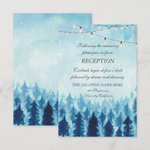 Convite Floresta,Pinos Recepção de Casamento Azul 