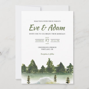Convite Floresta Prado Pinheiro Boho Aquarela Casamento de