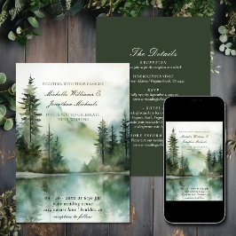 Convite Floresta Rustic Mountain Lake Todos em Um Casament