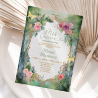 Floresta Sage Verde Rosa Floral 15 Mis Quince Fest