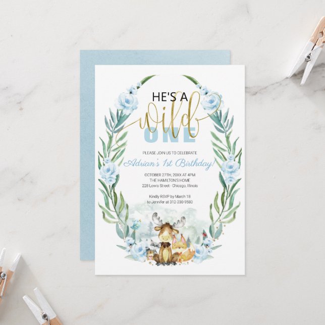 Convite Floresta Selvagem de Um primeiro aniversario (Frente/Verso In Situ)