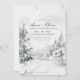 Convite Floresta | Snowy Winter Forest Watercolor