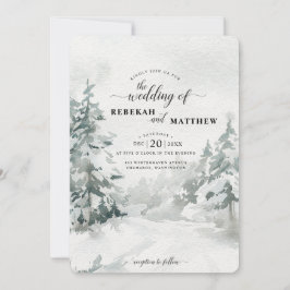 Convite Floresta | Snowy Winter Forest Watercolor Invitati