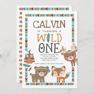 Convite Floresta tribal, a selvagem, primeiro aniversario