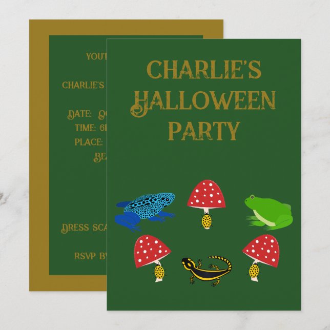 Convite Floresta Venenosa Personalizado de Halloween (Frente/Verso)