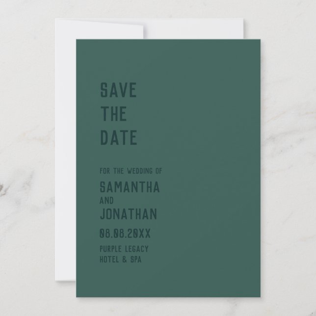 Convite Floresta Verde Simples Casamento Moderno Salve A D (Frente)