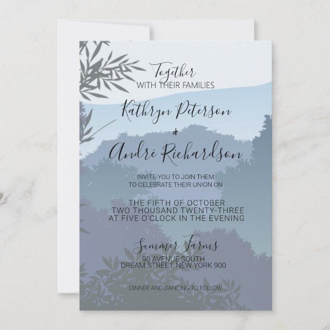 Convite Floresta Viagem de Aventura Azul (Frente)