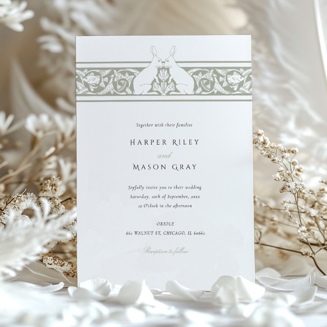 Convite Floresta Whimsical Pensava Coelho Casado Motif (Criador carregado)