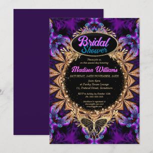 Convite Floresta Whimsso Princesa Chá de panela Roxo