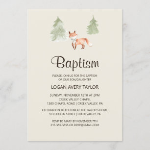 Convite Florestal Fox Baby Baptism