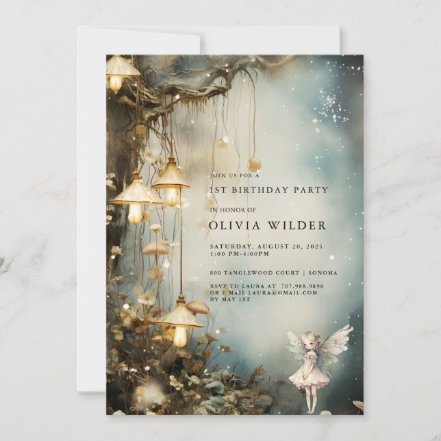 Convite Florestal primeiro aniversario Cogumelos (Frente)