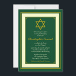 Convite Florestal Verde e Bar Dourado Mitzvah<br><div class="desc">O texto sobre este convite mitzvah verde e bar dourado é personalizável. Para alterá-lo, você pode usar a opção personalizar. Para alterações de texto mais abrangentes, como alterações na fonte, cor da fonte ou layout de texto, use a opção personalizar. O símbolo Star of David também é facilmente removido na...</div>