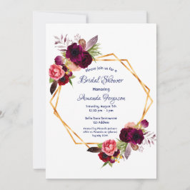 Convite Florestas borgonhetas chá de panela geométrico de 