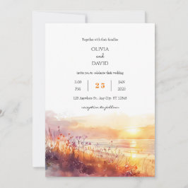 Convite Florestas Costeiras em Casamento de Arte Sunset