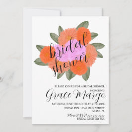 Convite Florestas de Aquarela Buquê, Chá de panela Cor-de-