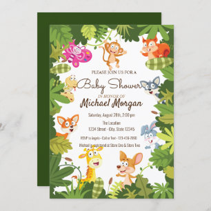 Convite Florestas, Folhas, Chá de fraldas de Animais Flore