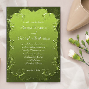 Convite Florestas Verdes Elegantes e Casamento Clássico de