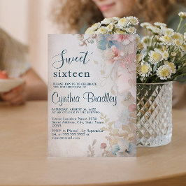 Convite Flórida floral de Leite Doce Dezesseis Festas de a