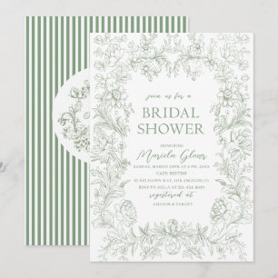 Convite Flórida floral verde elegante de aquarela Brida