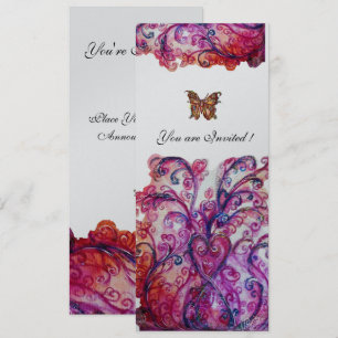 Convite FLORIDOS CAPRICHOSOS vermelho brilhante rosa roxo 