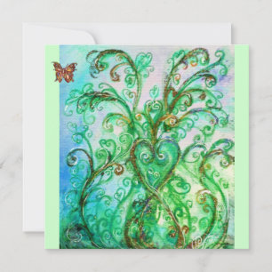 Convite FLORIDOS FLORAIS azul brilhante verde branco