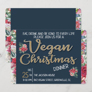 Convite Florim azul-de-Natal Vegan e vinho de ouro