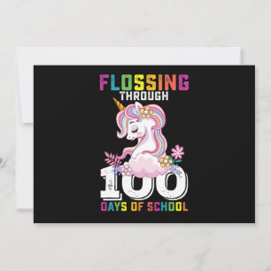 Convite Flossing Através de 100 Dias de Unicórnio Escolar