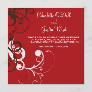 Convite flourish; casamento vermelho