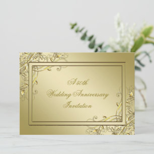 Convite Flourish Gold Aniversário de 50 Anos de Casamento