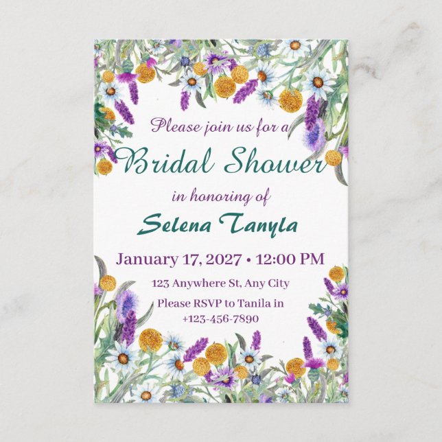 Convite   Flower Bridal Shower Invitation Card (Frente)