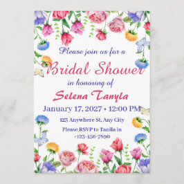 Convite Flower Bridal Shower Invitation Card