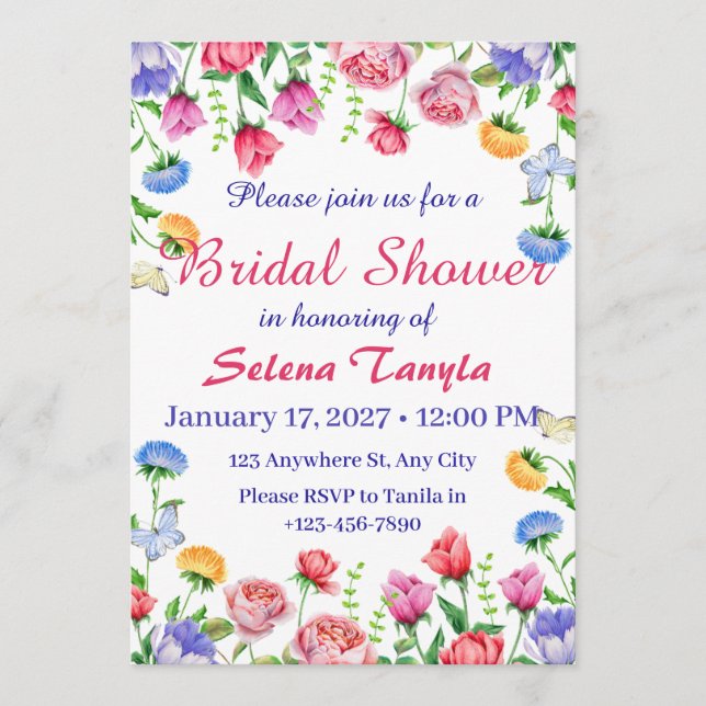 Convite Flower Bridal Shower Invitation Card (Frente)