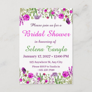 Convite  Flower Bridal Shower Invitation Card