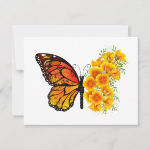 Convite Flower Butterfly with Yellow California Poppy