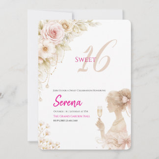 Convite Flower Dreamy Soft Sweet 16 Birthday Invitation