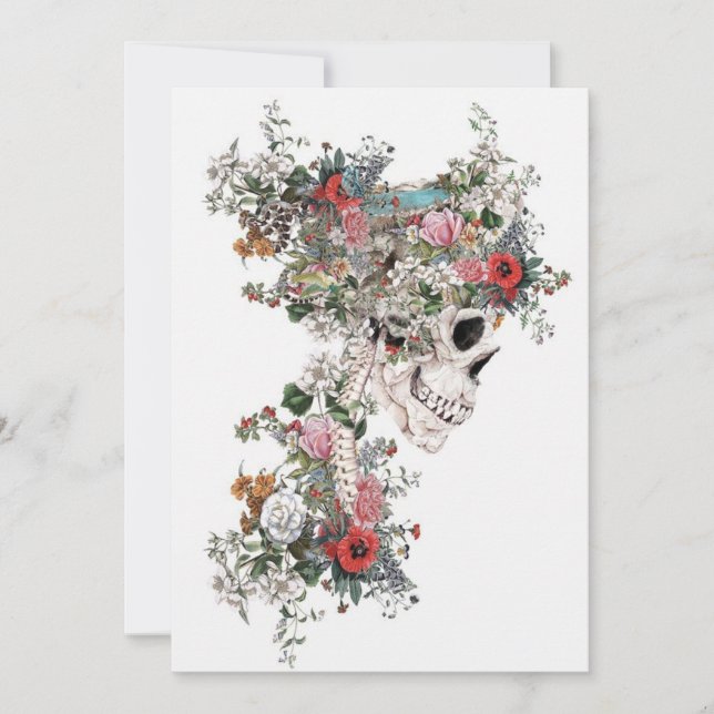 Convite Flower-filled Skeleton (Frente)