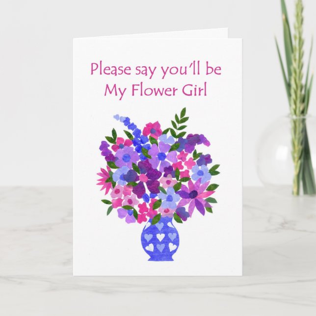 Convite Flower Girl Invitation Card - Flower Power (Frente)