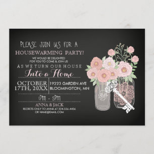 Convite Flower Mason Jar Chalkboard Invite