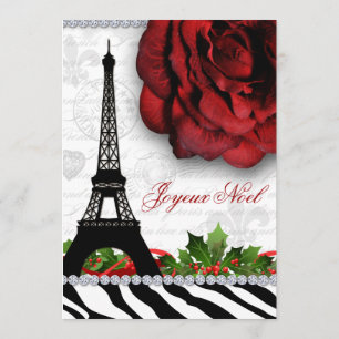 Convite Flower Rosa de Natal Paris Eiffel Torre Zebra