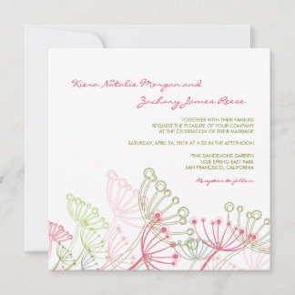 Convite Flower Spring Wedite Convidado com Dandélions Rosa