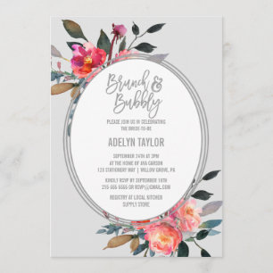 Convite Flower Wreath Brunch e Bubble
