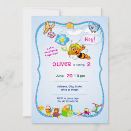 Convite Flowered Theme invitaion. Kids party.